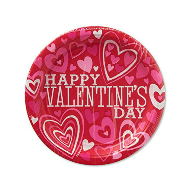Whimsical Hearts Valentine's Day Party 7" Paper Plates 